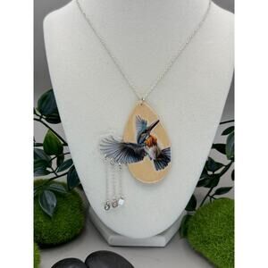 Handmade Kingfisher Drop Charm Necklace